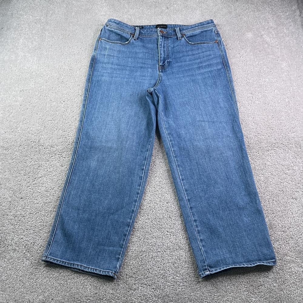 Talbots Jeans Womens 12 Blue Stovepipe Crop High Rise Stretch Denim